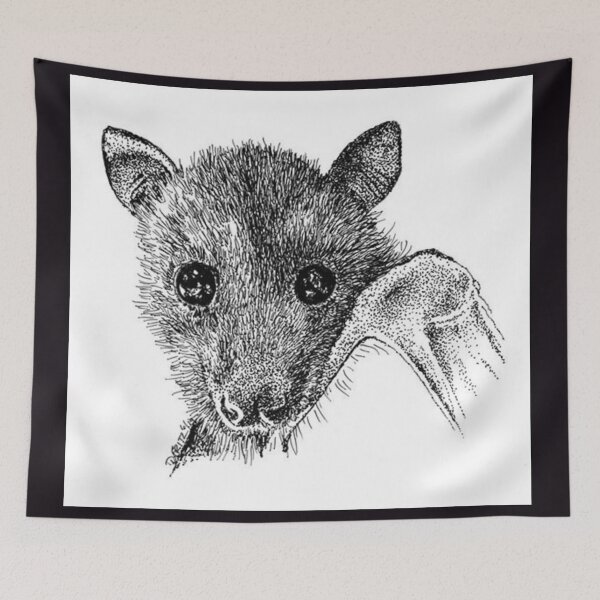 Item preview, Black Flying Fox Bat In Black And White. designed and sold by BabyBats.