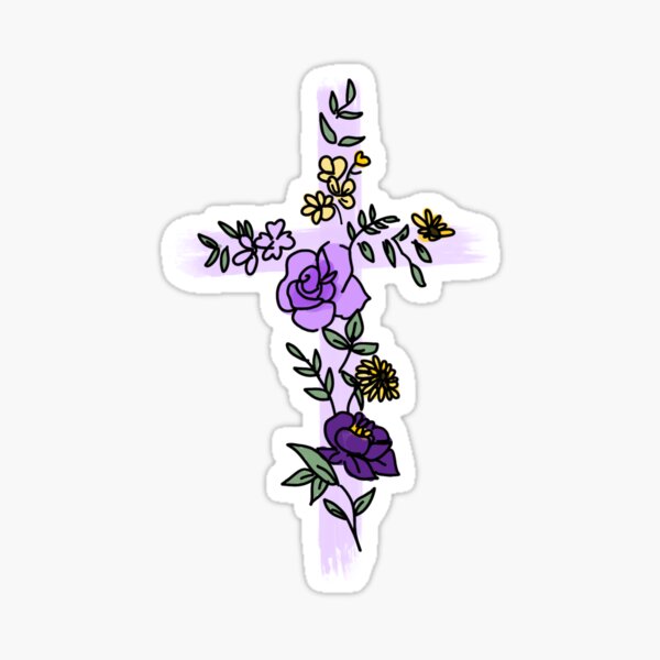 Flower Cross – Lilac Sticker