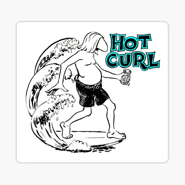 Vista previa del artículo con la obra «Rizo caliente», diseñado y vendido por Retrostickersnz.