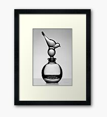 Bird & Bottle - Black and white print Framed Print