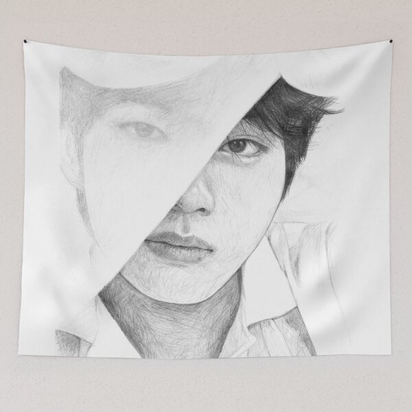 Item preview, Taehyung Love Yourself Tear U ver pencil drawing designed and sold by honeybangtann.
