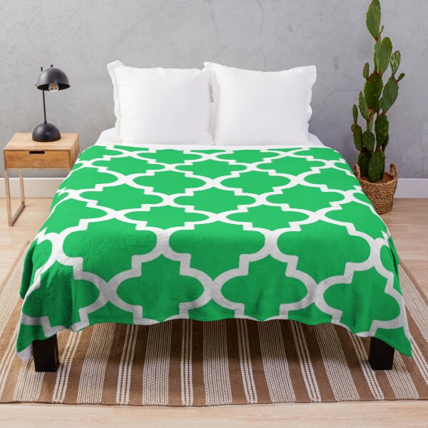 Item preview, Quatrefoil Pattern In White Outline On Green designed and sold by taiche.