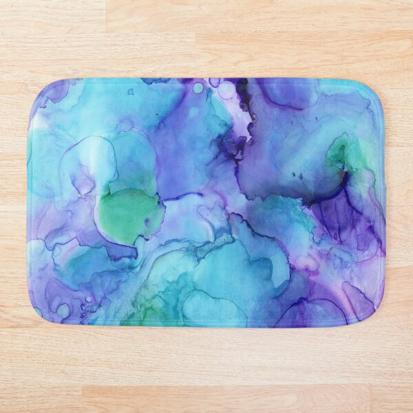 Color Splash Purple Teal Blue Bath Mat