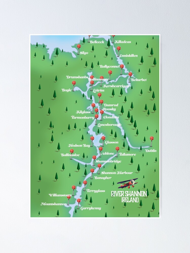 Map Of River Shannon River Shannon Ireland Vintage Style Map" Poster By Vectorwebstore |  Redbubble