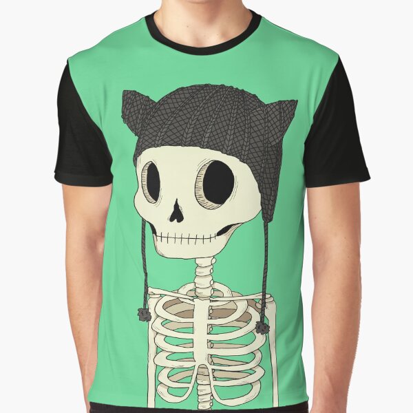 Skeleton with cat hat Graphic T-Shirt