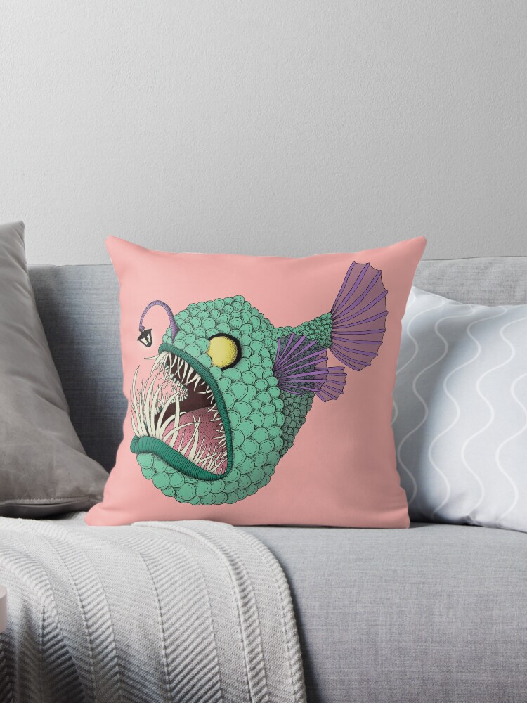 Thumbnail 1 of 3, Throw Pillow, Deep Sea Angler designed and sold by agrapedesign.