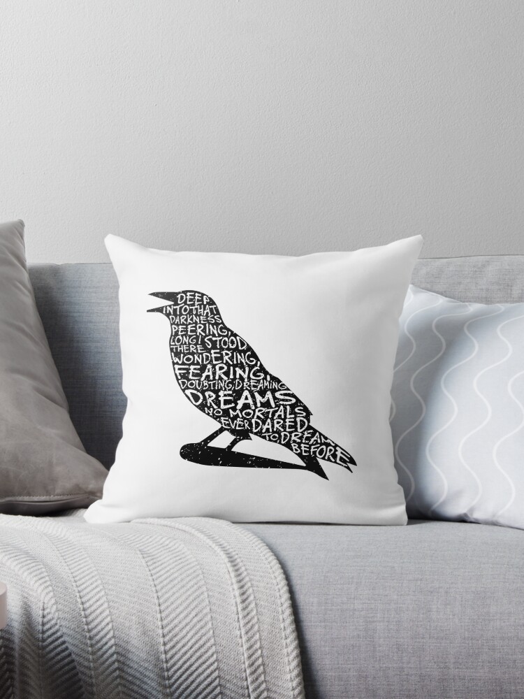 Edgar Allan Poe The Raven Nevermore Gothic Literature Throw Pillow