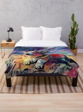 Pop Art Corgi Beach Day Throw Blanket