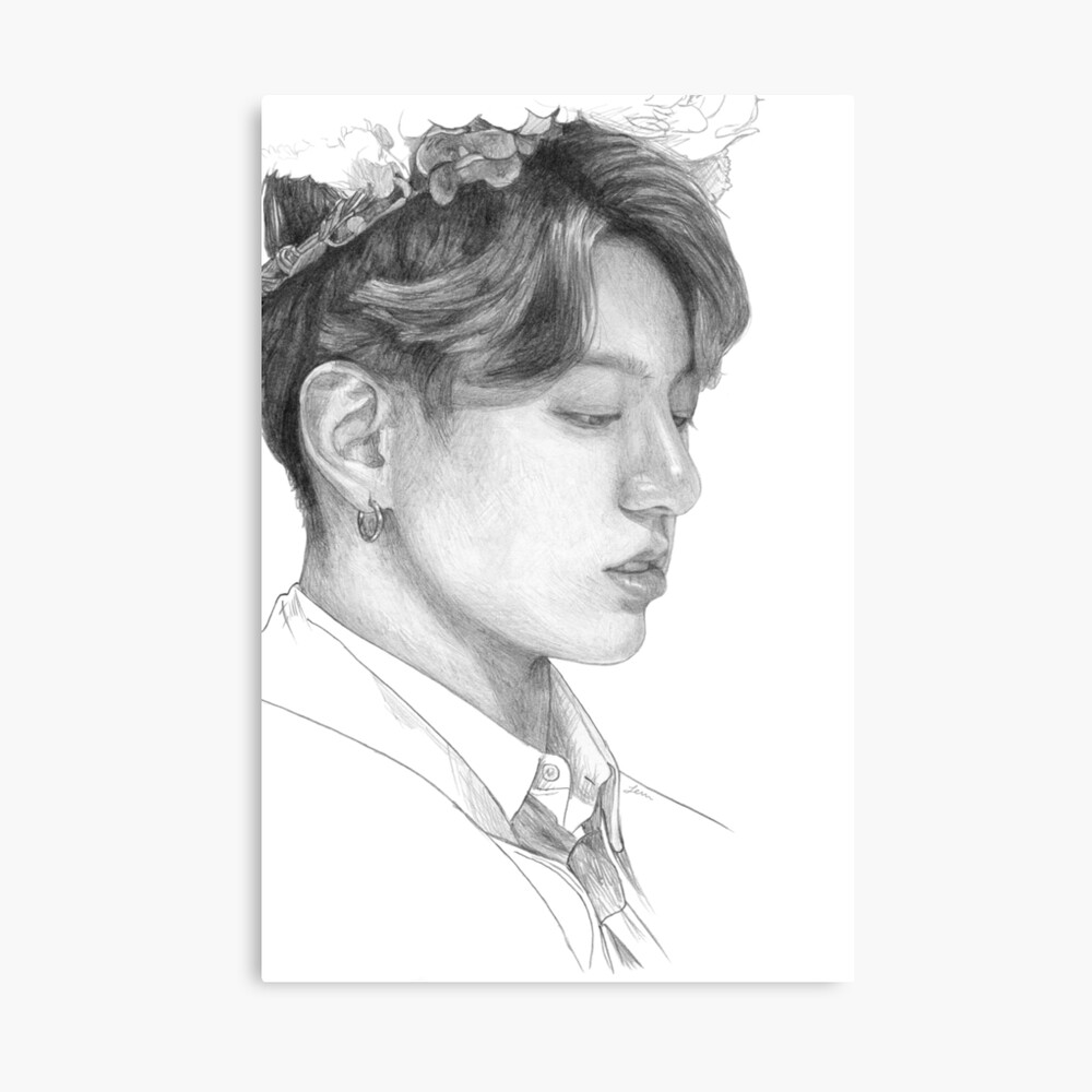 On White Paper Ivary Sheet Bts jungkook colourpencil sketch Size A4