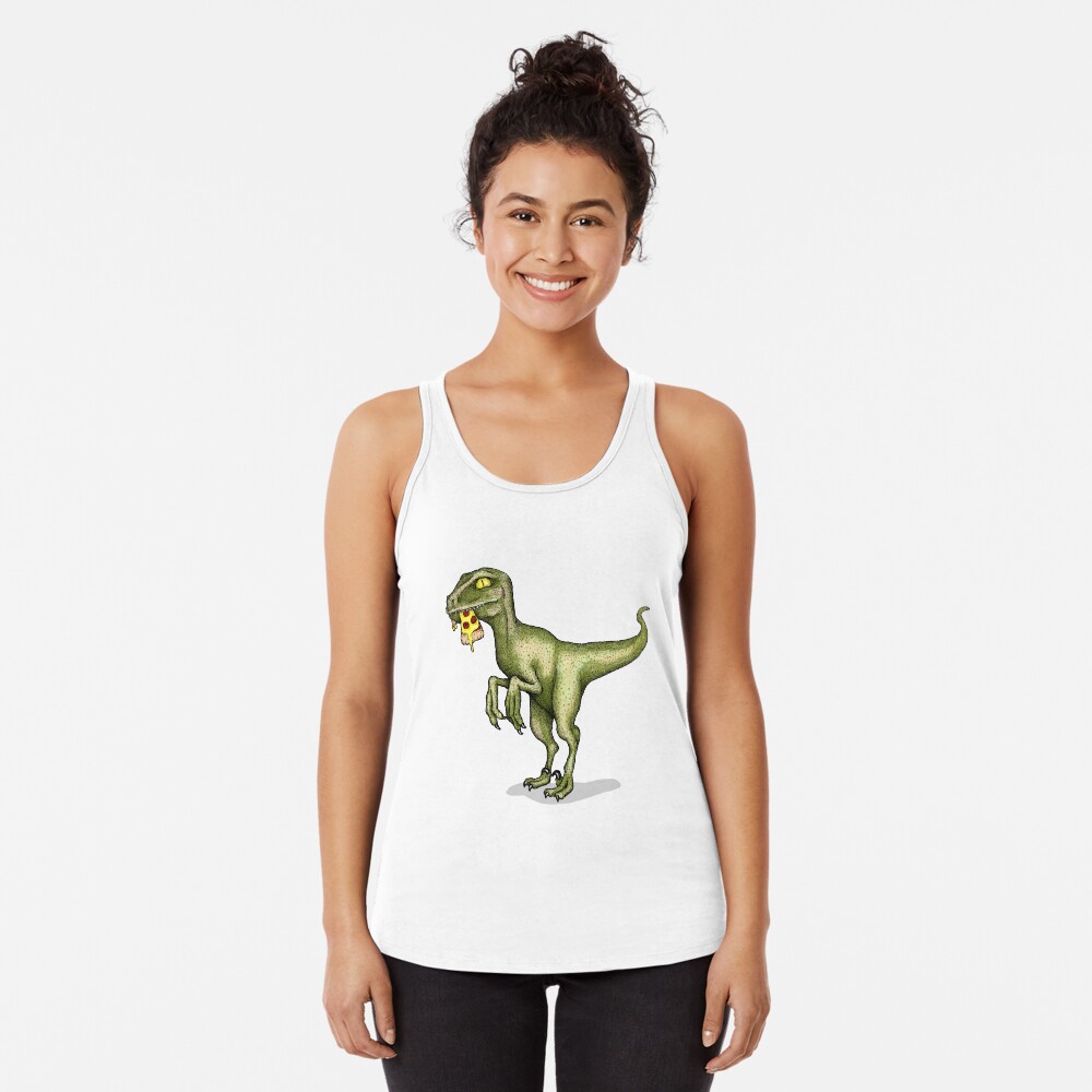 Raptor eating pizza Racerback Tank Top