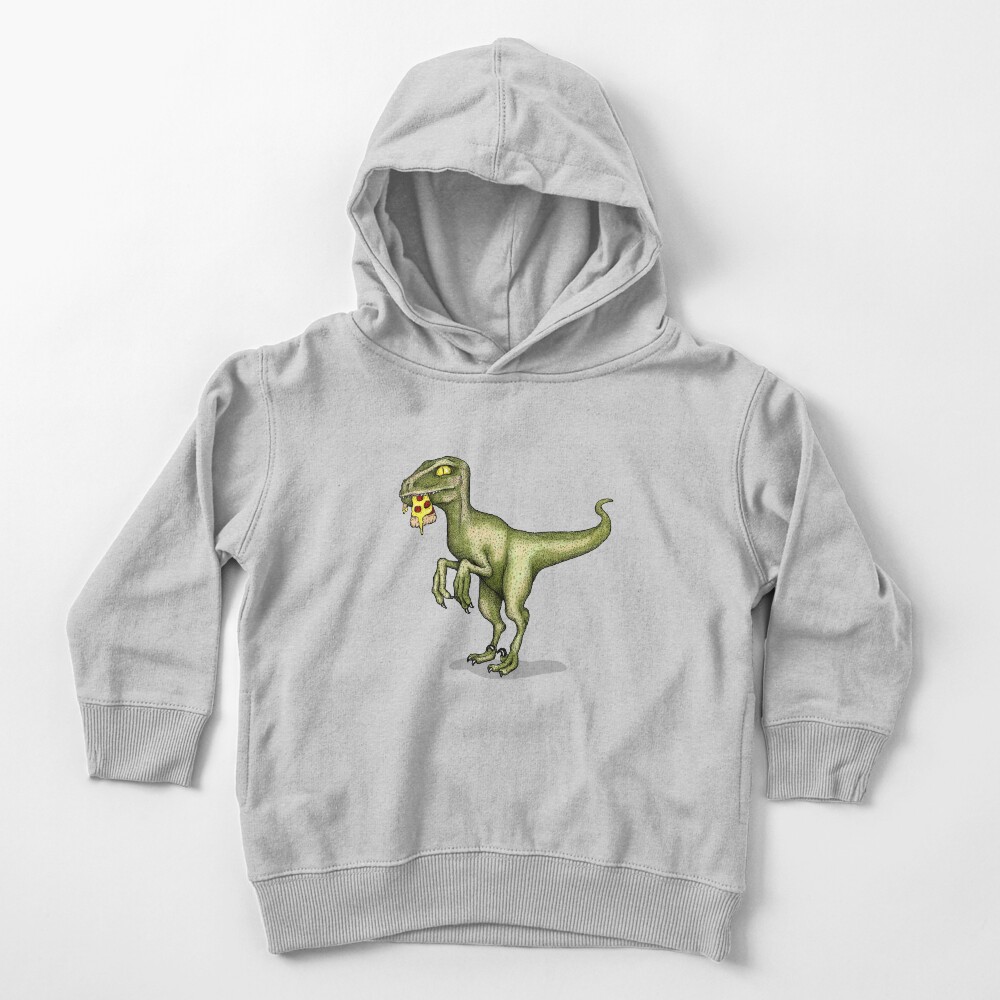 Raptor eating pizza Toddler Pullover Hoodie