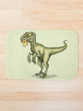 Alfombra de baño Raptor comiendo pizza