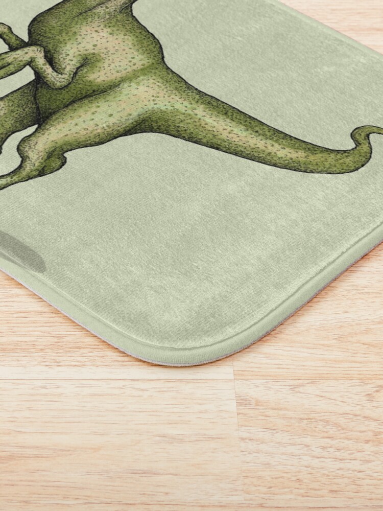 Alternate view of Raptor eating pizza Bath Mat
