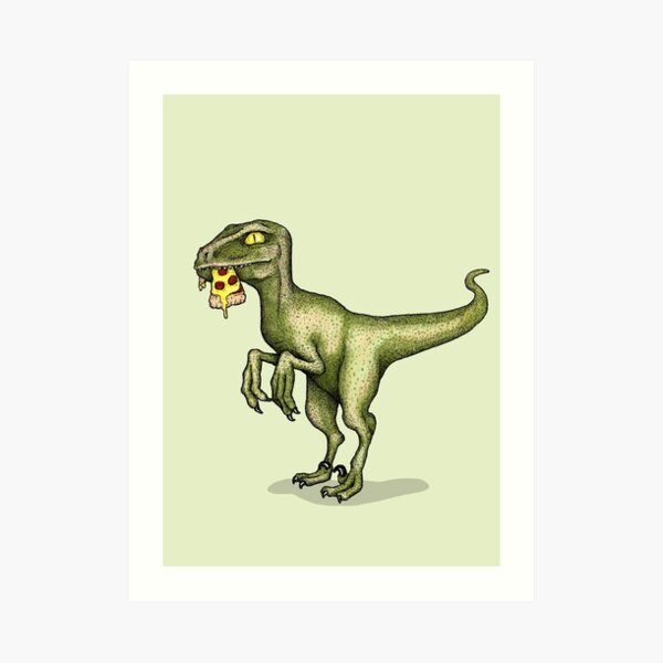 Raptor eating pizza Art Print