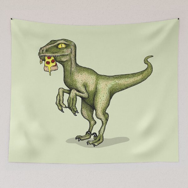 Item preview, Raptor dinosaur eating pizza slice designed and sold by agrapedesign.