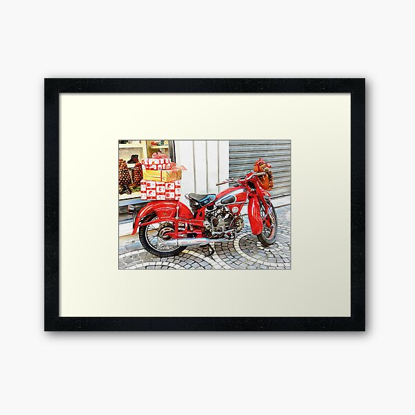 Christmas Classic Motorcycle Display Framed Art Print