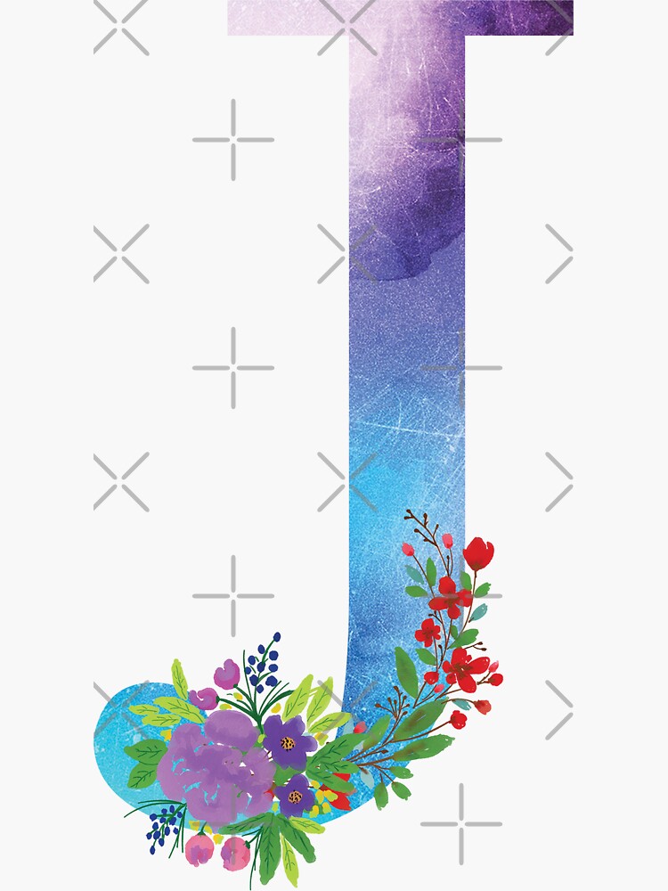 Watercolor Floral Monogram Letter J by tribbledesign