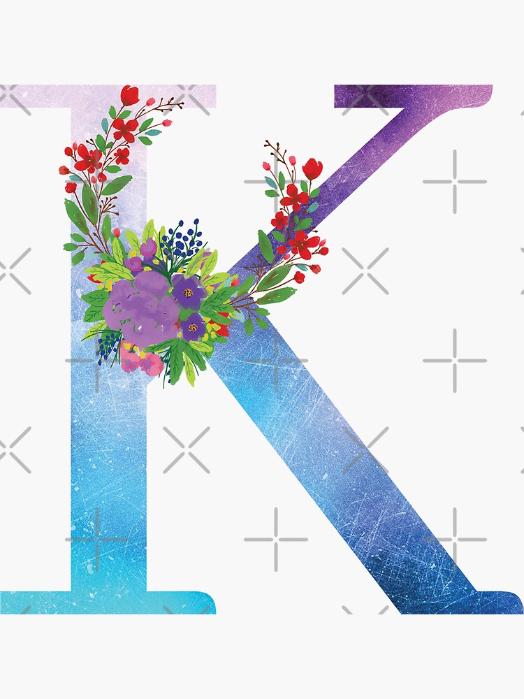 Watercolor Floral Monogram Letter K by tribbledesign