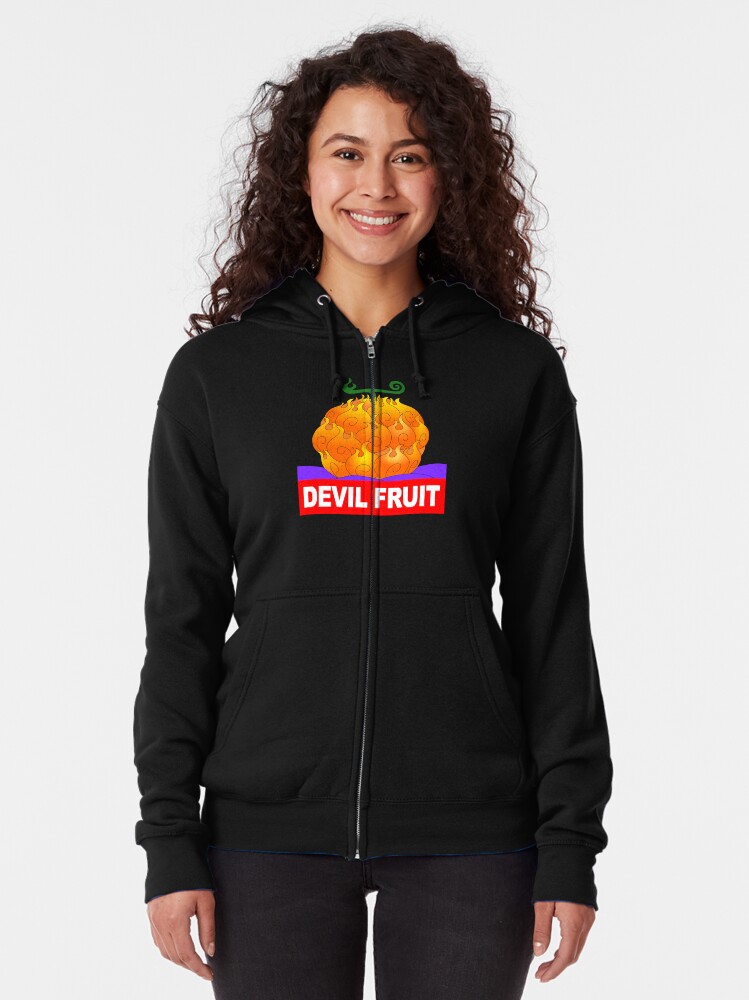 One Piece Mera Mera No Wed Devil Fruit Zipped Hoodie By Elkaito Redbubble