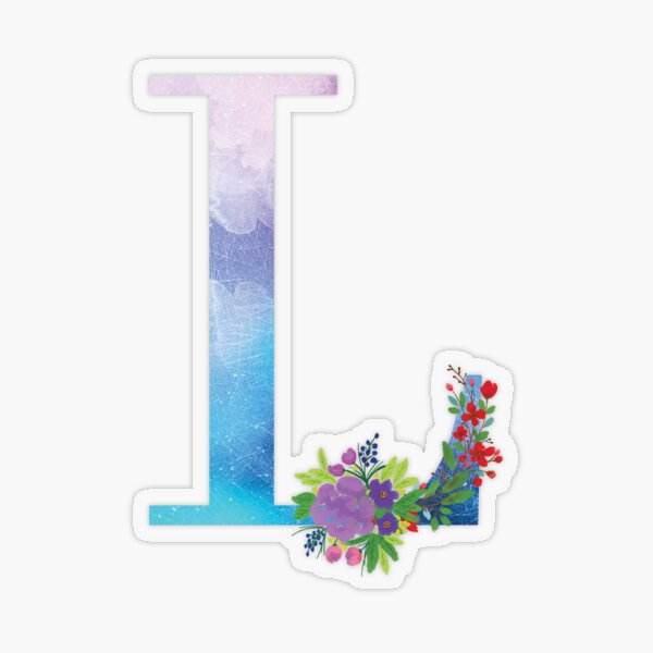 Watercolor Floral Monogram Letter L Transparent Sticker