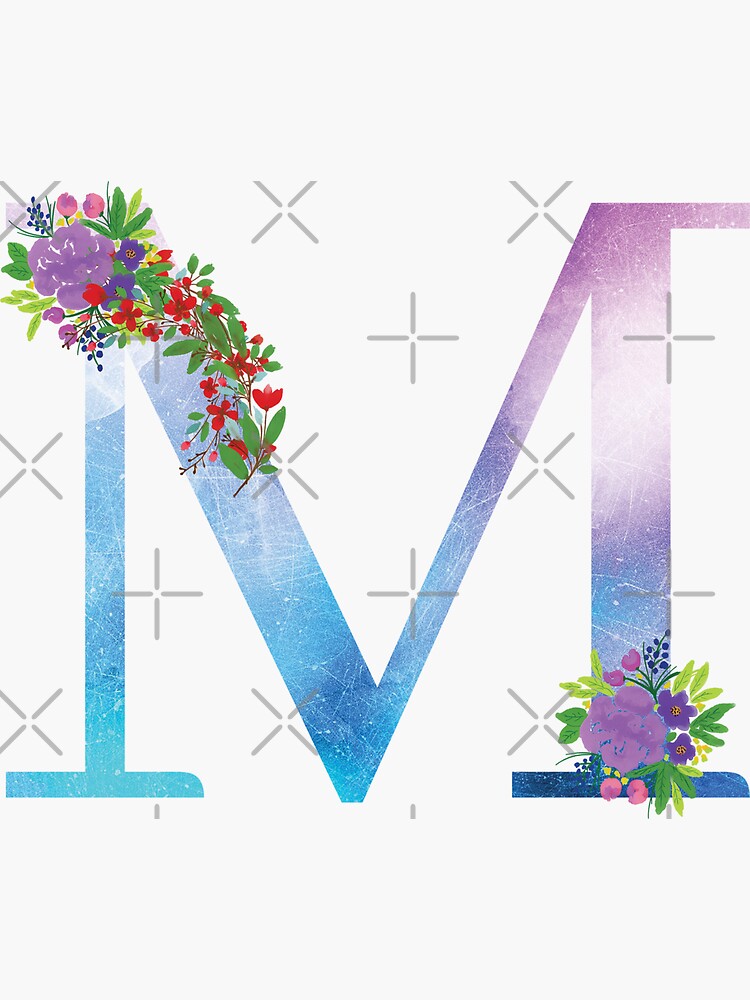 Watercolor Floral Monogram Letter M by tribbledesign