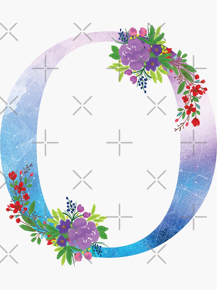 Thumbnail 3 of 3, Sticker, Watercolor Floral Monogram Letter O designed and sold by tribbledesign.