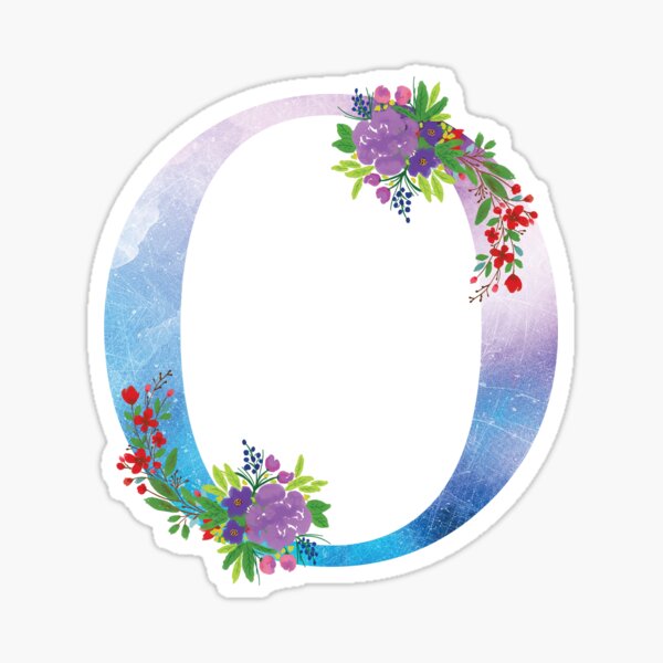 Watercolor Floral Monogram Letter O Sticker