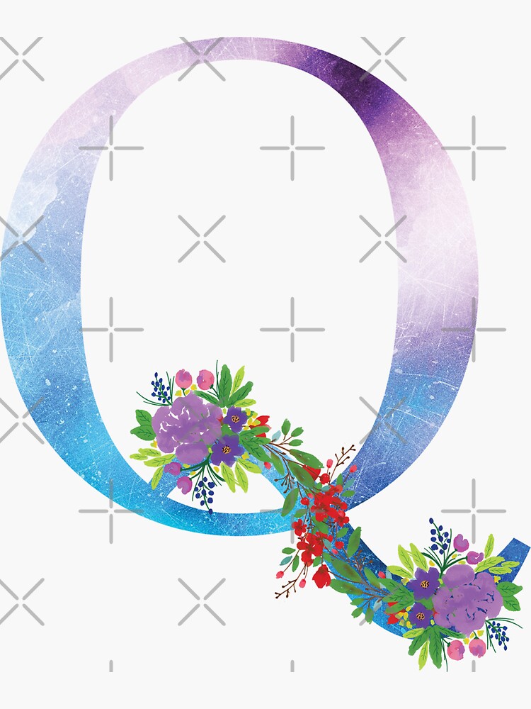 Watercolor Floral Monogram Letter Q by tribbledesign