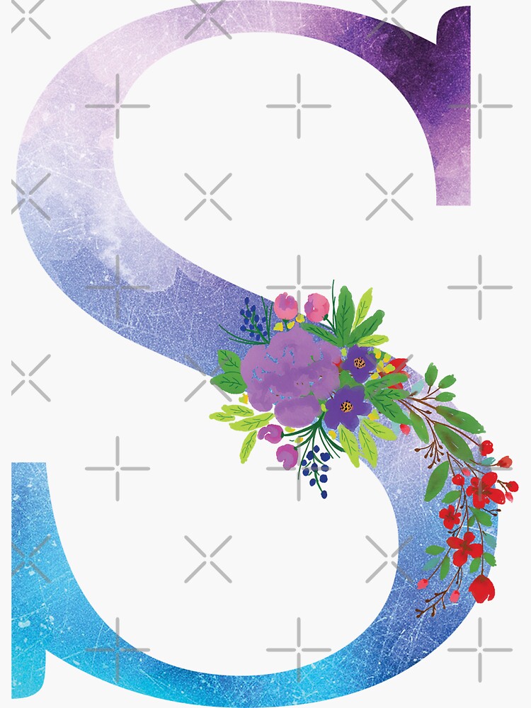 Watercolor Floral Monogram Letter S by tribbledesign
