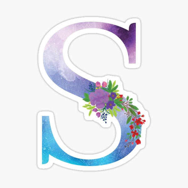 Watercolor Floral Monogram Letter S Sticker