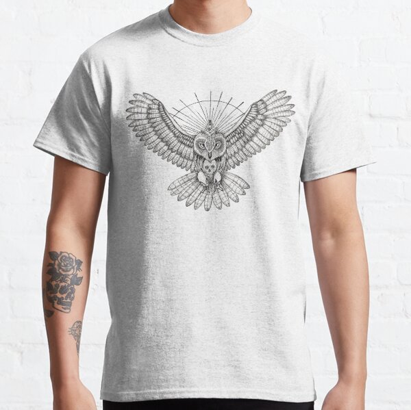 Mason Owl with skull, rule, compass and the eye that sees everything (tattoo style) Classic T-Shirt