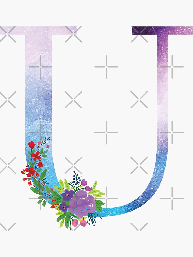 Watercolor Floral Monogram Letter U by tribbledesign