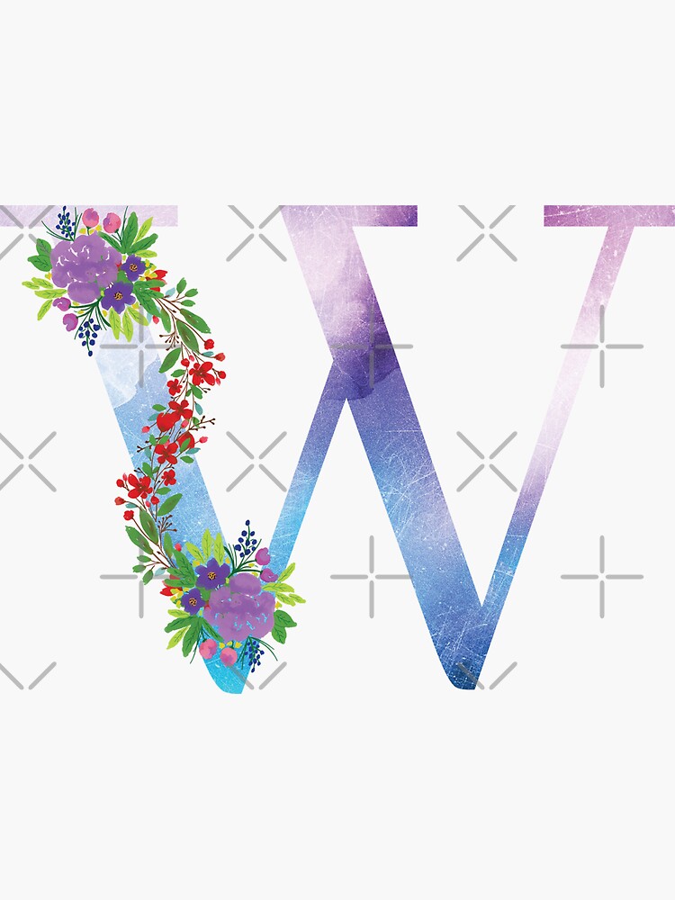 Watercolor Floral Monogram Letter W by tribbledesign