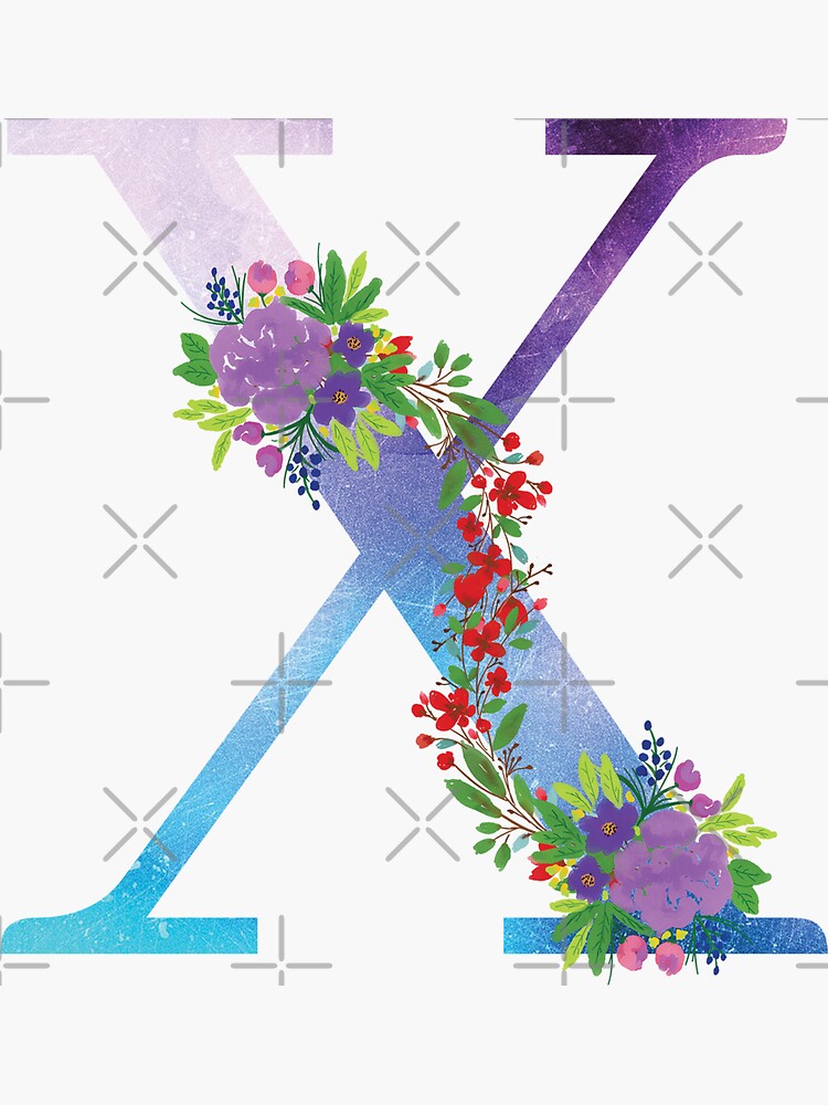 Watercolor Floral Monogram Letter X by tribbledesign