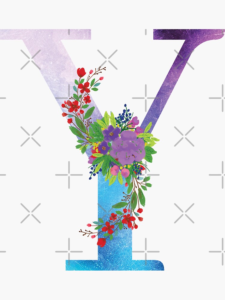 Watercolor Floral Monogram Letter Y by tribbledesign
