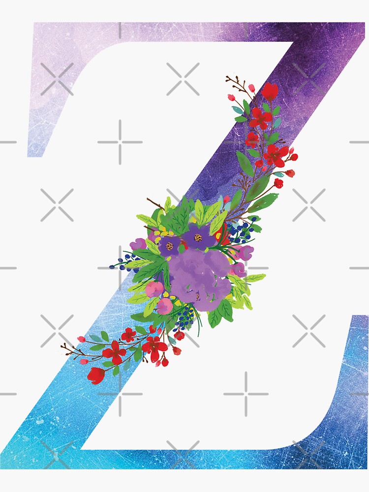Watercolor Floral Monogram Letter Z by tribbledesign