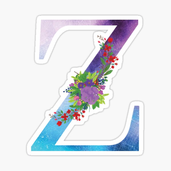 Watercolor Floral Monogram Letter Z Sticker