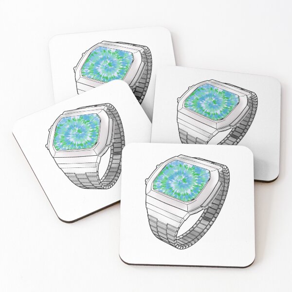 Item preview, Blue, Green and White Tie Dye Psychedelic Retro Casio Watch designed and sold by TheTarotShop.