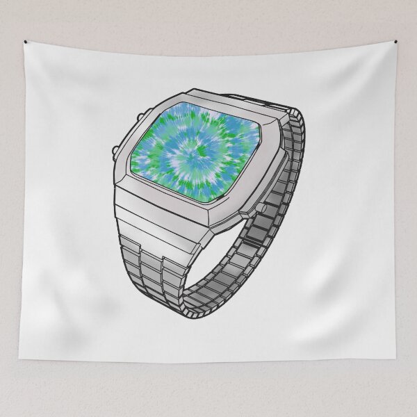 Item preview, Blue, Green and White Tie Dye Psychedelic Retro Casio Watch designed and sold by TheTarotShop.
