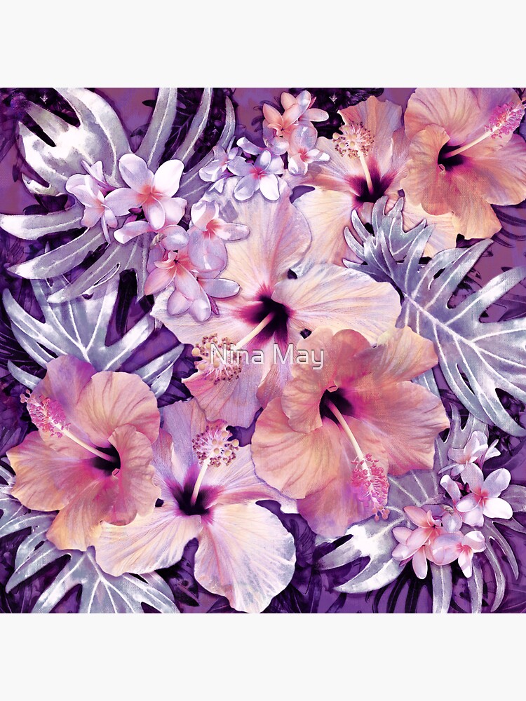 Thumbnail 3 of 3, Sticker, Violet Vintage Tropical designed and sold by ninabmay.