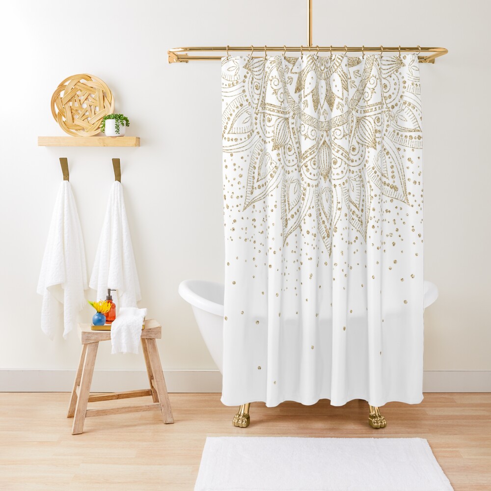 Elegant Gold Mandala Confetti Design Shower Curtain