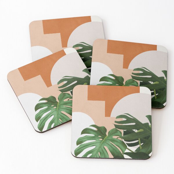 Item preview, Abstract shapes art, Tropical monstera leaves, Mid century modern art designed and sold by juliaemelian.