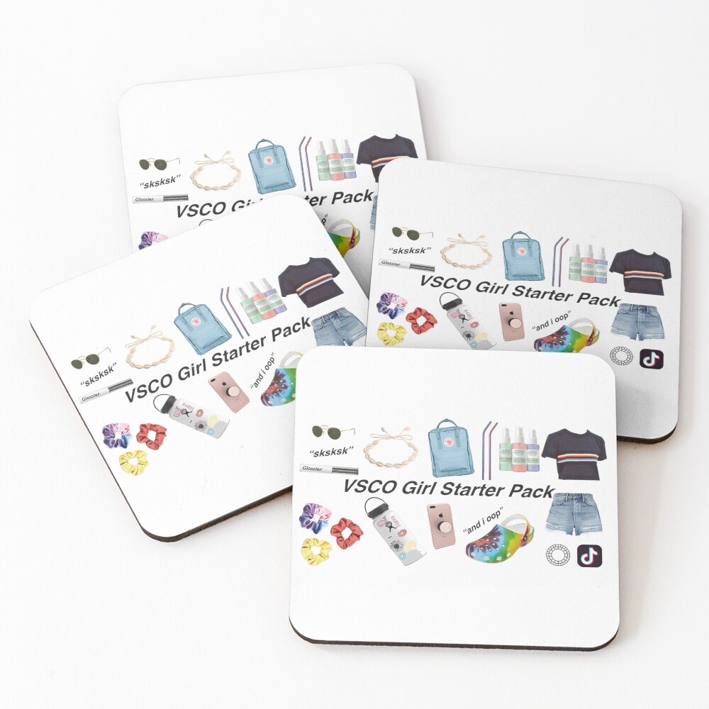 vsco girl starter pack, vsco girl packs Coasters (Set of 4)