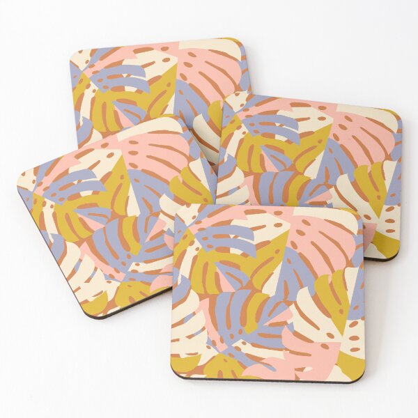 Item preview, Bloque de color Monstera Hojas en rosa + lavanda designed and sold by latheandquill.