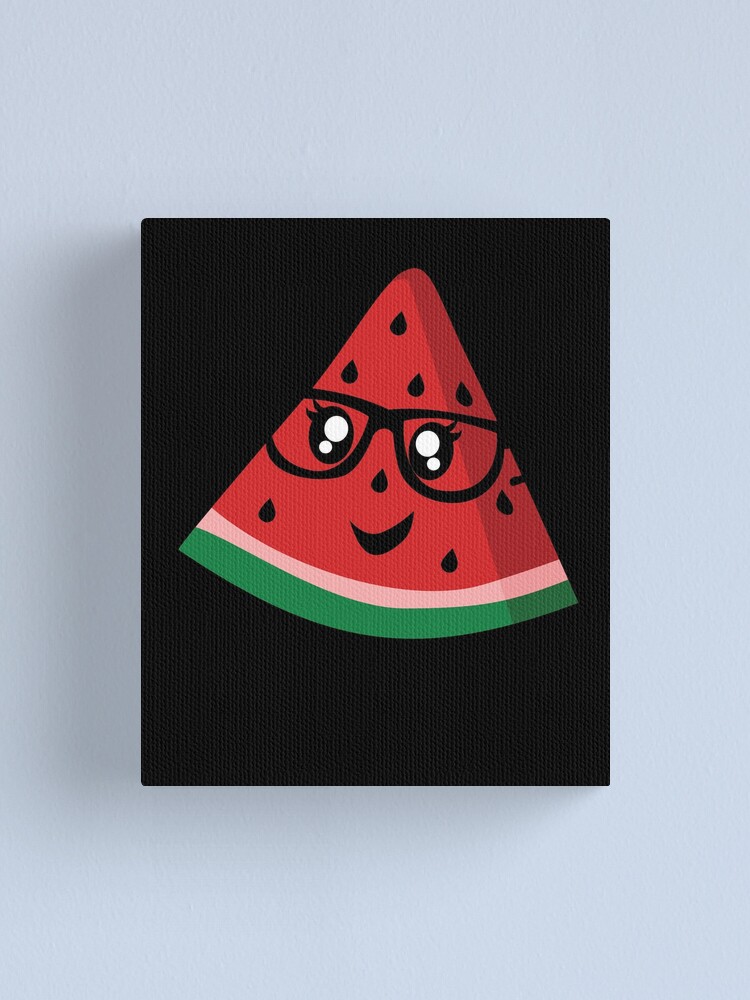 Smiling and Waving Slice of Watermelon with Cute Glasses Tee Canvas Print