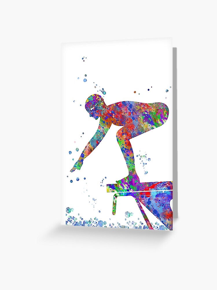 Carte de vœux for Sale avec l'œuvre « Fille de gymnastique, gymnastique  aquarelle, cadeau teen » de l'artiste Rosaliartbook