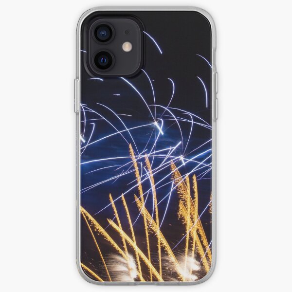 Blue and yellow fireworks iPhone Soft Case