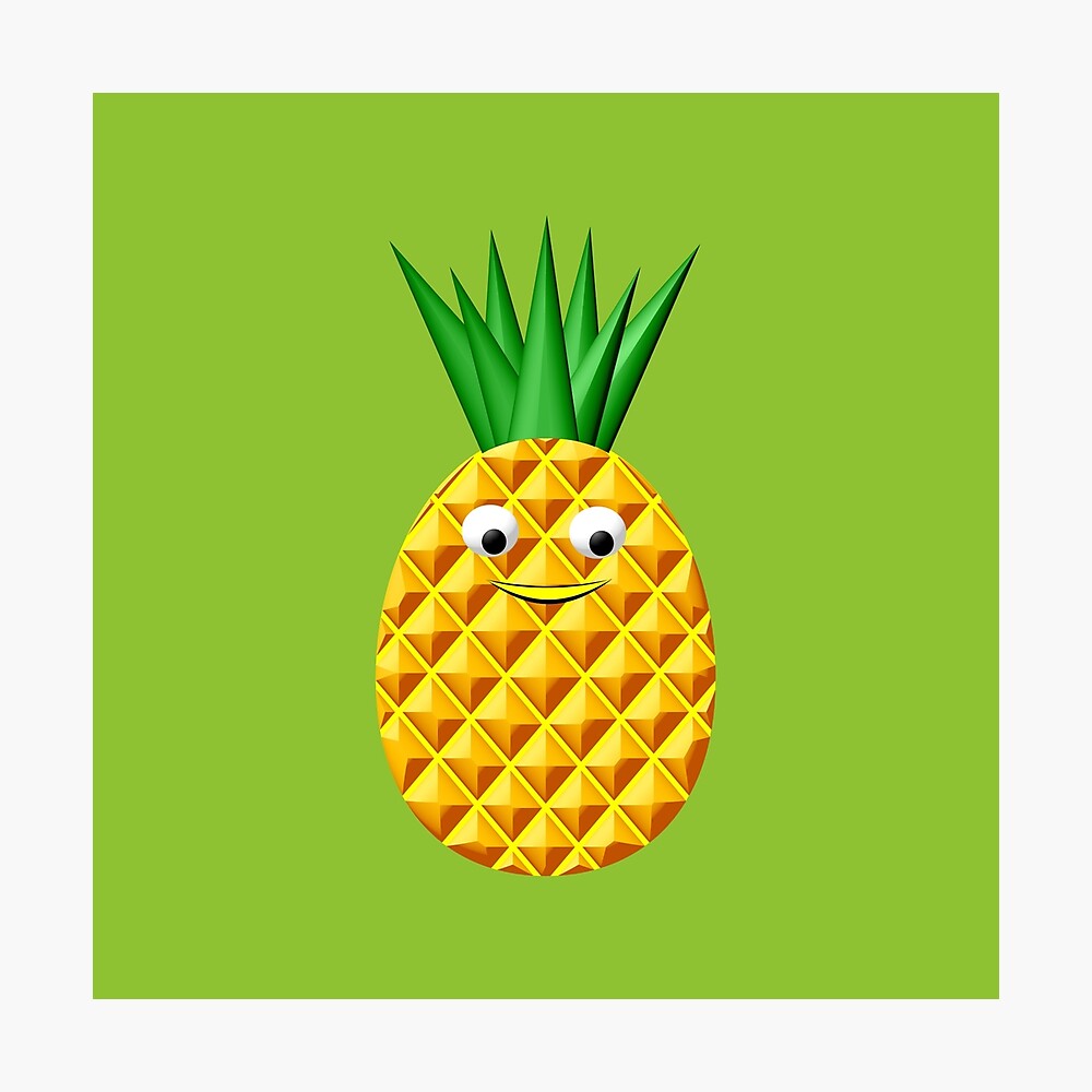 Cute Pineapple Drawing Poster By Almdrs Redbubble