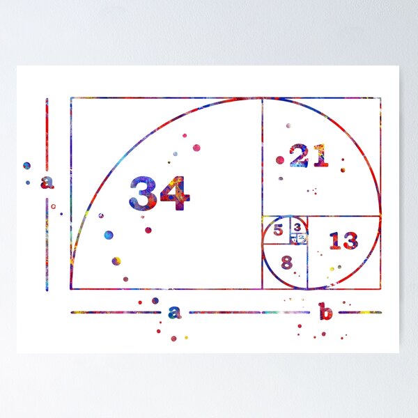 Item preview, Fibonacci spiral, watercolor Fibonacci spiral designed and sold by Rosaliartbook.
