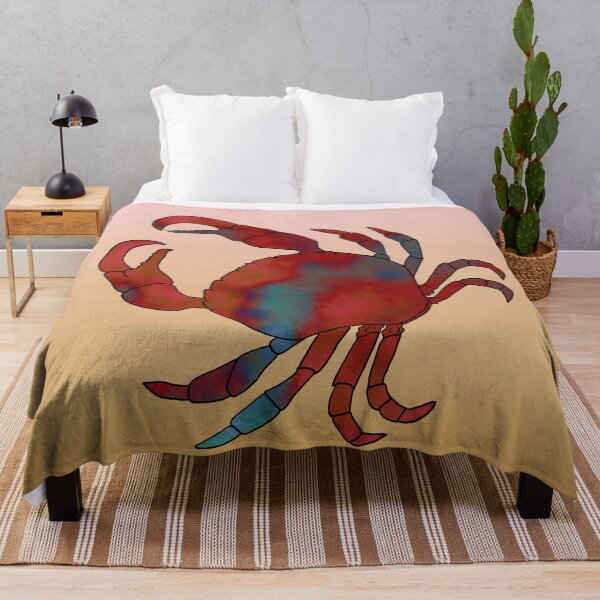 Item preview, Red and Turquoise Crab Ocean Beach Art designed and sold by DeLislesRT.
